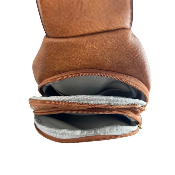 Brown Vegan Faux Leather Guitar Strap Crossbody Sling Bag - Picture 6 of 8